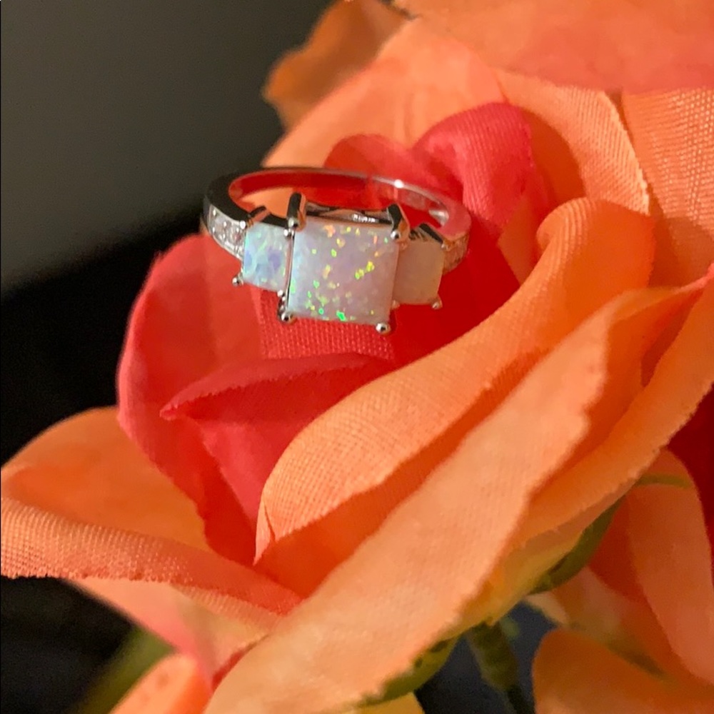 Sterling silver .925  lab opal cubic zirconia